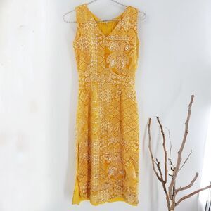 Vintage home made 50s sheath dress yellow